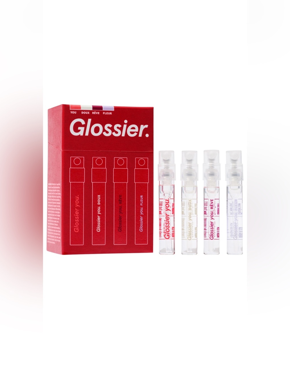 🌸GLOSSIER You, Doux, Reve & Fleur EDP Vial Spray Sample Set 1.5 mL x 4